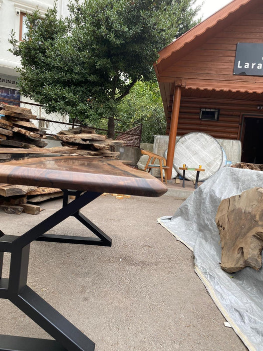 River Table, Live Edge Table, Epoxy Resin Table, Custom 72” x 40" Walnut Smokey Gray Table, Epoxy River Table, Custom Order for Madeline