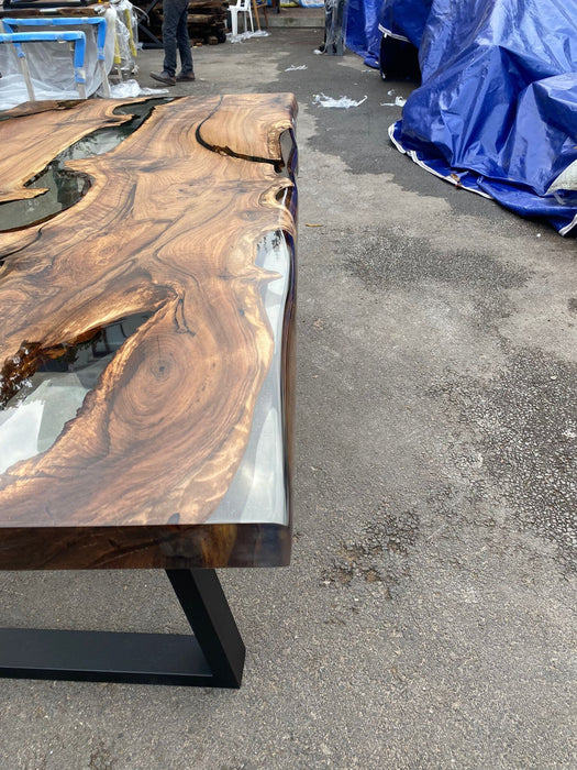 Clear Epoxy Table, Custom 72” x 36” Walnut Table, Clear Epoxy River Table, Live Edge Table, Wooden Table, Custom  Order for Veena