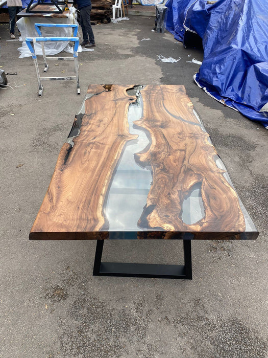 Clear Epoxy Table, Custom 72” x 36” Walnut Table, Clear Epoxy River Table, Live Edge Table, Wooden Table, Custom  Order for Veena