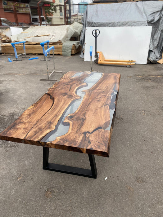 Clear Epoxy Table, Custom 72” x 36” Walnut Table, Clear Epoxy River Table, Live Edge Table, Wooden Table, Custom  Order for Veena