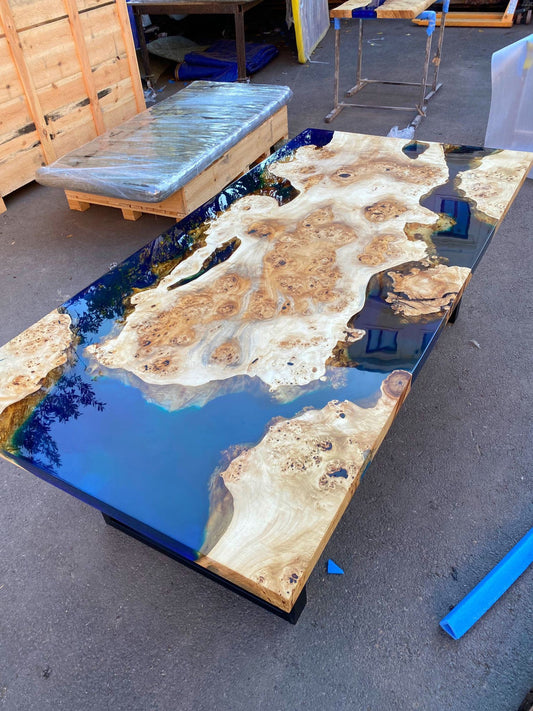 Poplar Table, Epoxy Resin Table, Custom 82” x 40” Poplar Wood Blue, Green, Turquoise Table, Epoxy River Table, Custom Order for Drenea