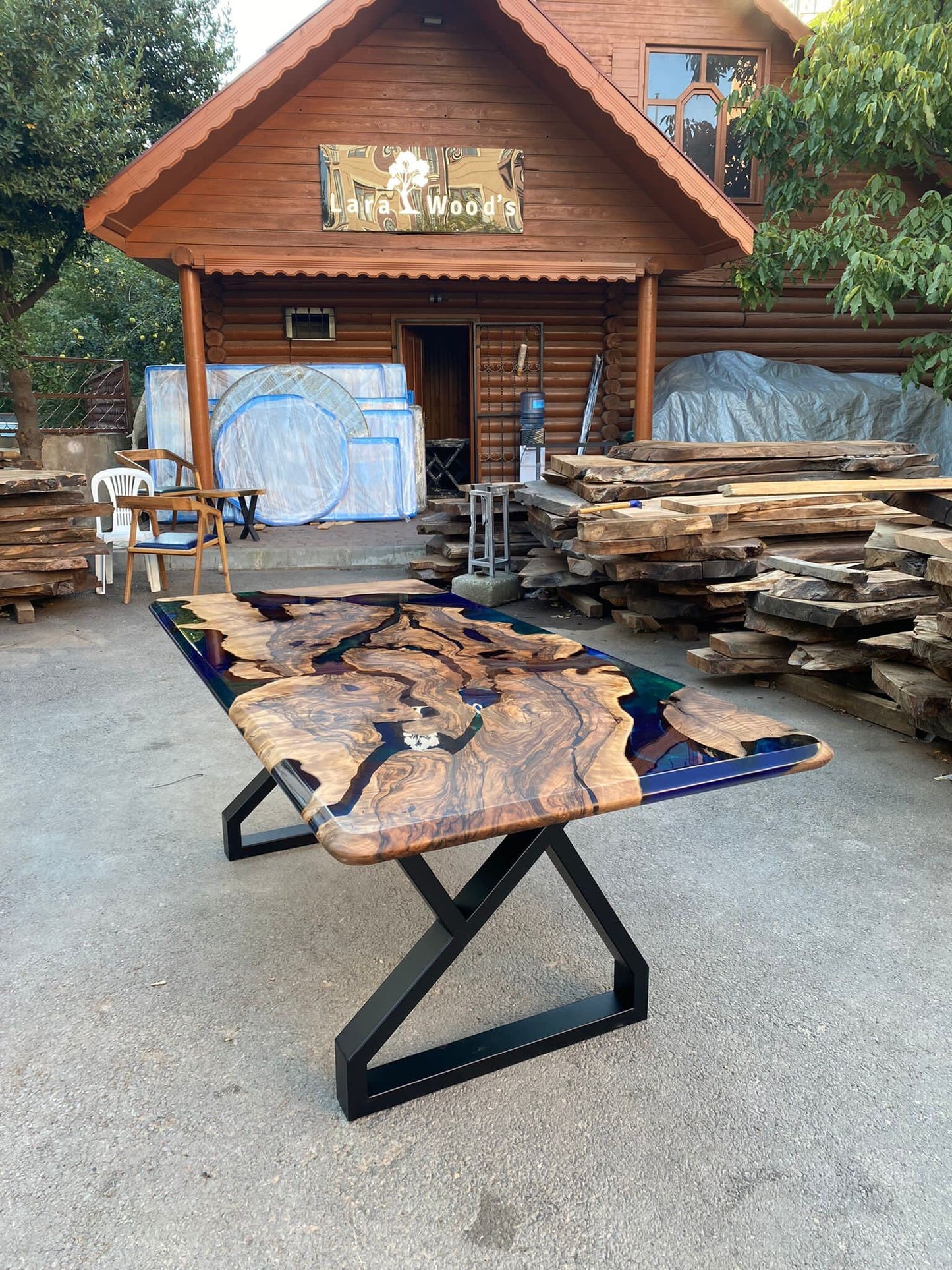 Epoxy Dining Table, Custom 80” x 36” Walnut Blue, Turquoise, Green Table, Live Edge Table, Epoxy Dining Table, River Table, for Anthony P