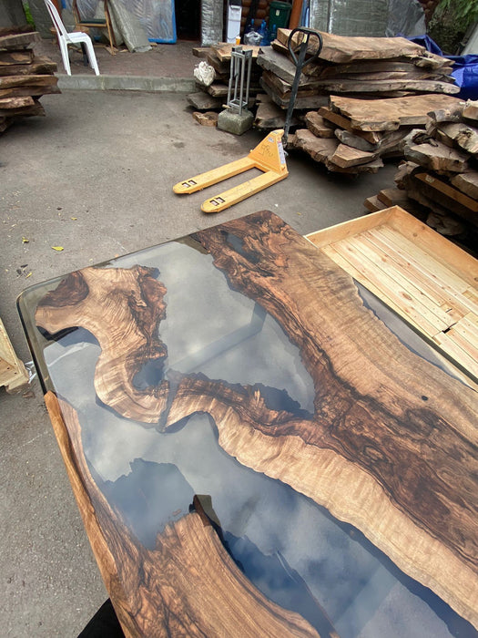 Live Edge Table, River Table, Custom 66” x 42” Walnut Smokey Gray Table, Epoxy Resin Table, River Dining Table, Custom Order for Joseph L