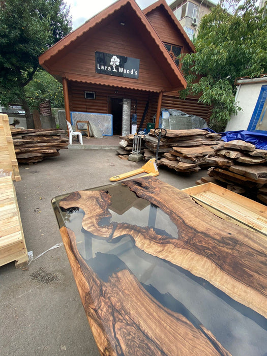 Live Edge Table, River Table, Custom 66” x 42” Walnut Smokey Gray Table, Epoxy Resin Table, River Dining Table, Custom Order for Joseph L