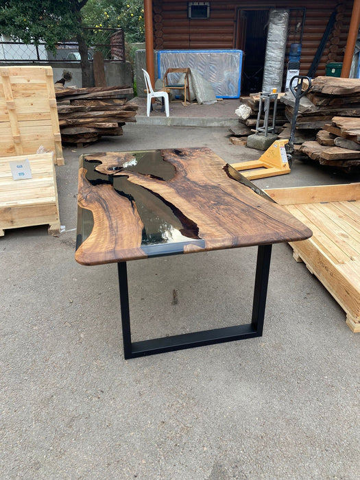 Live Edge Table, River Table, Custom 66” x 42” Walnut Smokey Gray Table, Epoxy Resin Table, River Dining Table, Custom Order for Joseph L