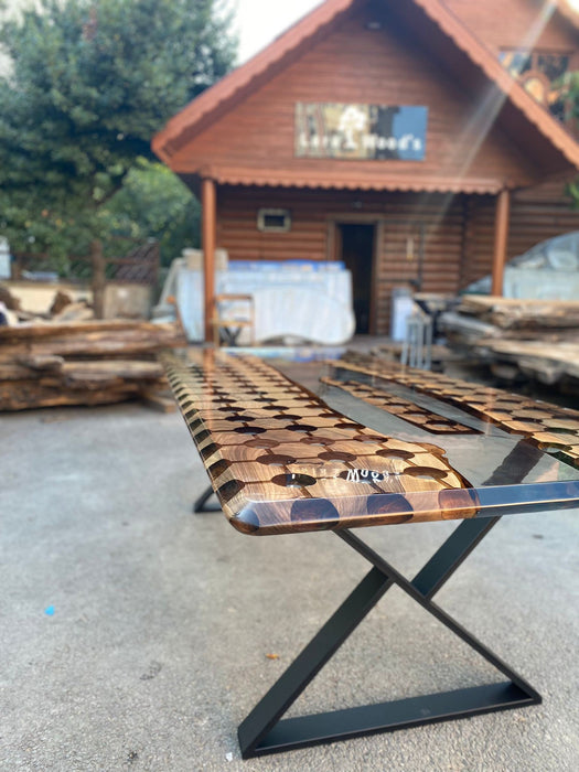 Custom 72” x 36” Walnut Clear Epoxy, Clear Resin Walnut Conference Table, Handmade Epoxy Table, Unique Resin Table