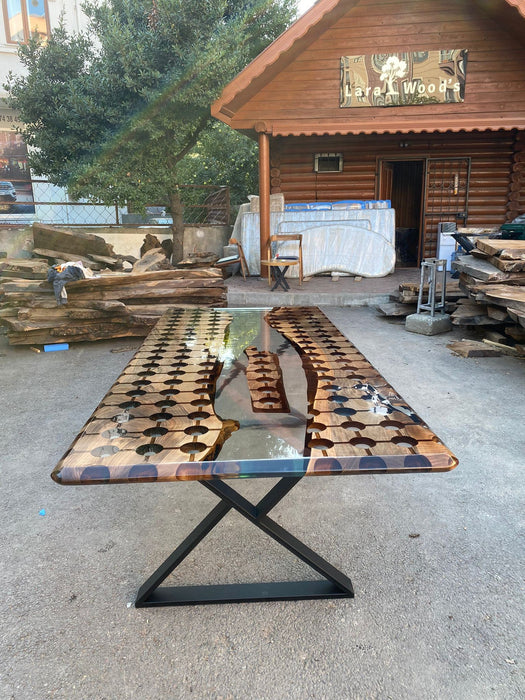 Custom 72” x 36” Walnut Clear Epoxy, Clear Resin Walnut Conference Table, Handmade Epoxy Table, Unique Resin Table