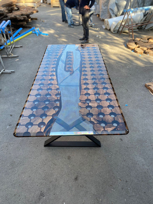 Custom 72” x 36” Walnut Clear Epoxy, Clear Resin Walnut Conference Table, Handmade Epoxy Table, Unique Resin Table