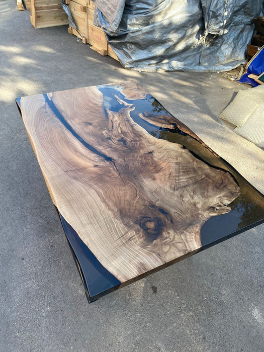 Handmade Epoxy Table, Custom 65" x 40” Walnut Smokey Gray Table, Epoxy River Table, Live Edge Table, Epoxy Resin Table, Order for Lynette