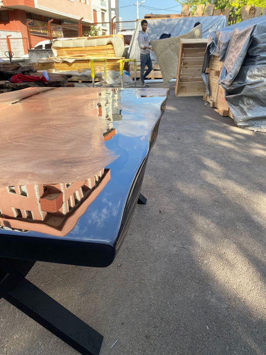 Handmade Epoxy Table, Custom 65" x 40” Walnut Smokey Gray Table, Epoxy River Table, Live Edge Table, Epoxy Resin Table, Order for Lynette