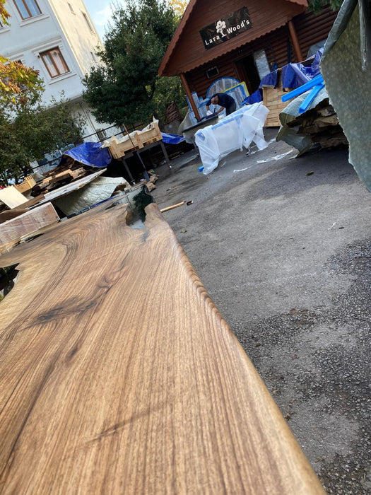 Epoxy Resin Table, Custom 108” x 42” Walnut Black Table, Epoxy Dining Table, Black River Table for Sarah T