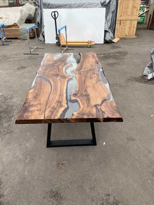 Clear Epoxy Table, Custom 72” x 36” Walnut Table, Clear Epoxy River Table, Live Edge Table, Wooden Table, Custom  Order for Veena