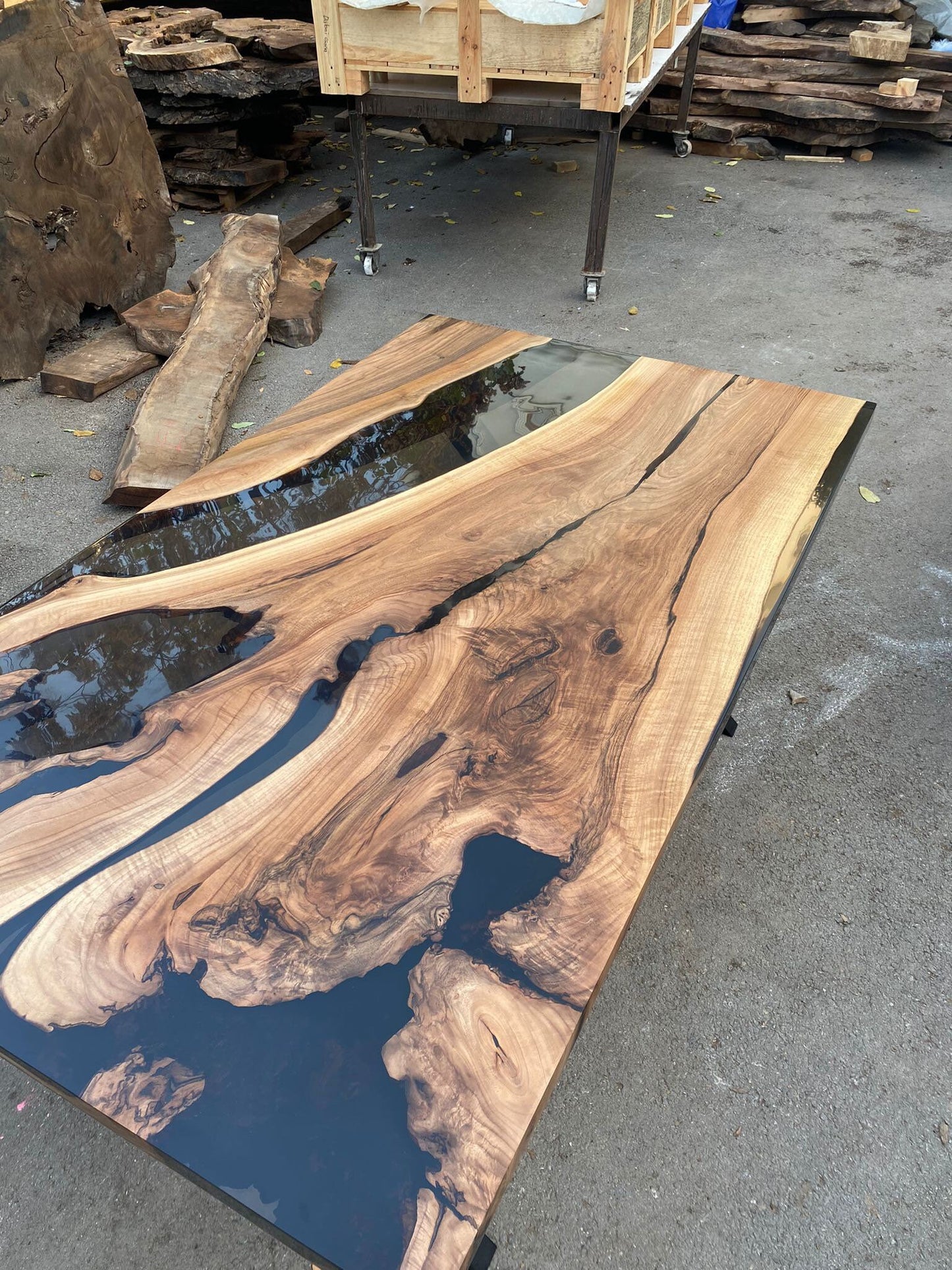 Live Edge Table, Epoxy Table, Epoxy Dining Table, Custom 72” x 42” Walnut Smokey Gray Table, Epoxy Table, Custom Order for Noel D