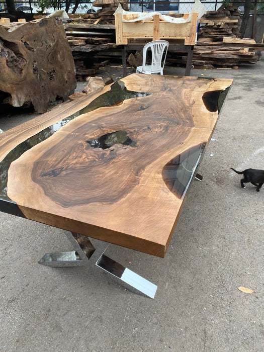 Walnut Dining Table, Epoxy Table, Epoxy Dining Table, Custom 80” x 36” Walnut Smokey Gray Table, Epoxy Dining Table, Order for Felicia 2