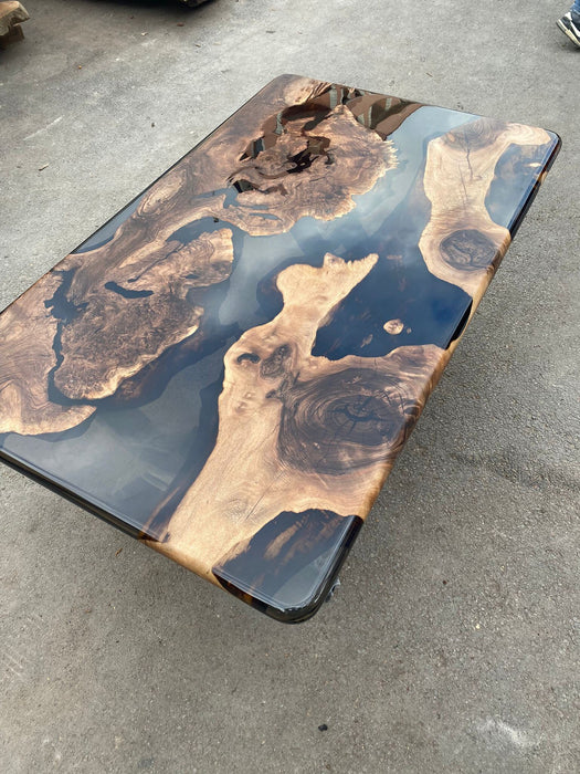 Handmade Epoxy Table, River Table, Custom 60" x 36" Walnut Smokey Gray Table, Epoxy River Table, Custom Order for Raghad