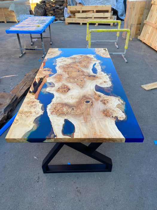 Poplar Table, Epoxy Resin Table, Custom 82” x 40” Poplar Wood Blue, Green, Turquoise Table, Epoxy River Table, Custom Order for Drenea