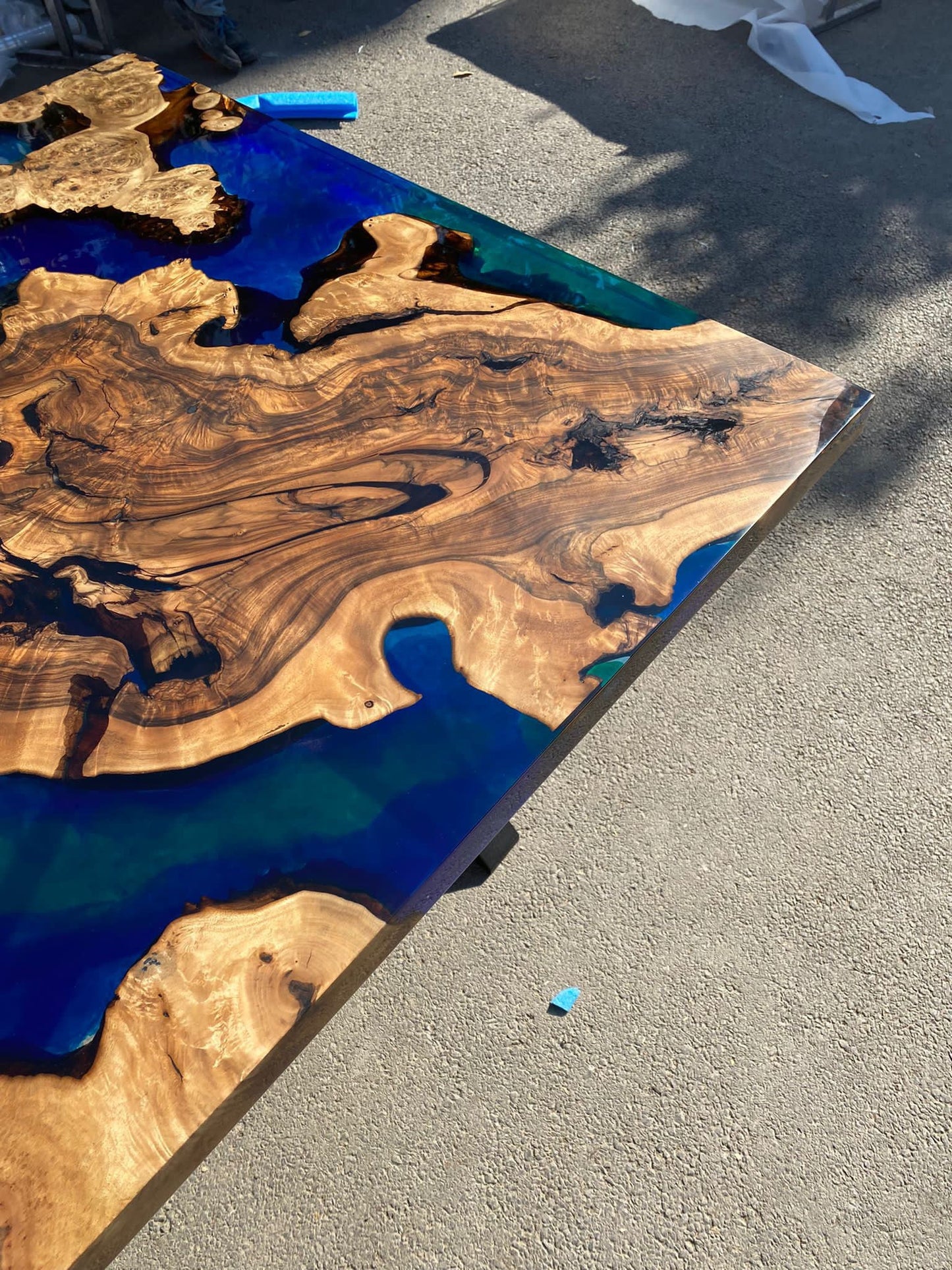 Live Edge Table, Custom 80” x 46” Walnut Blue, Turquoise, Green Table, Epoxy River Table, Epoxy Dining Table, Custom Order  for Yuan Z