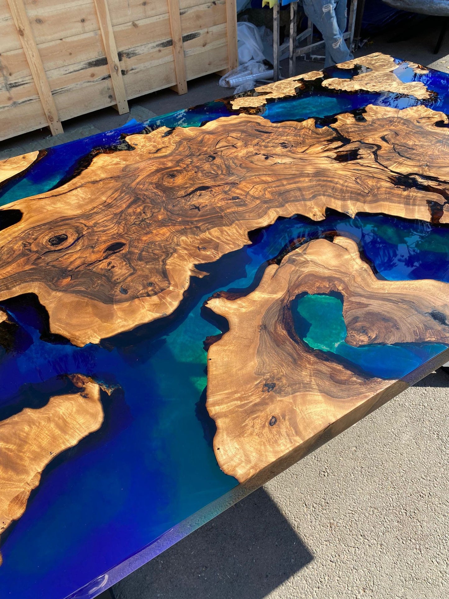 Live Edge Table, Custom 80” x 46” Walnut Blue, Turquoise, Green Table, Epoxy River Table, Epoxy Dining Table, Custom Order  for Yuan Z