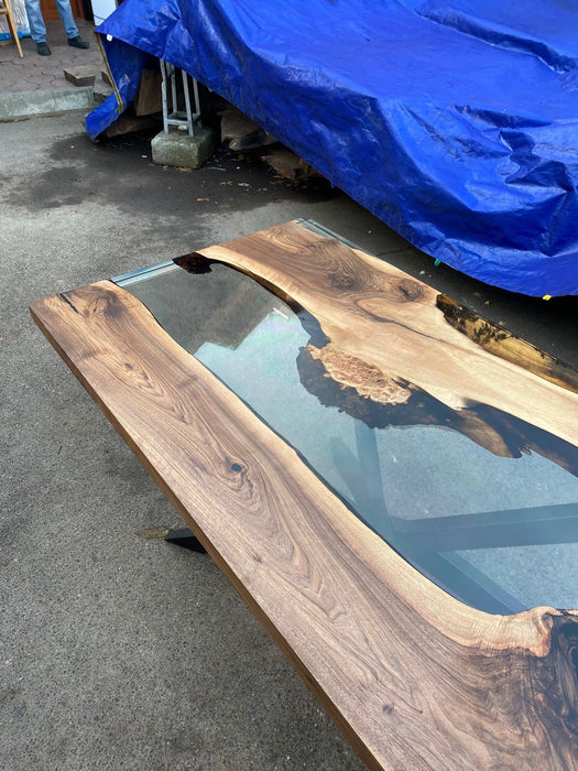 Walnut Dining Table, Epoxy Dining Table, Epoxy Resin Table, Custom 72” x 36” Walnut Clear Epoxy Table, River Table Order for Dionne S