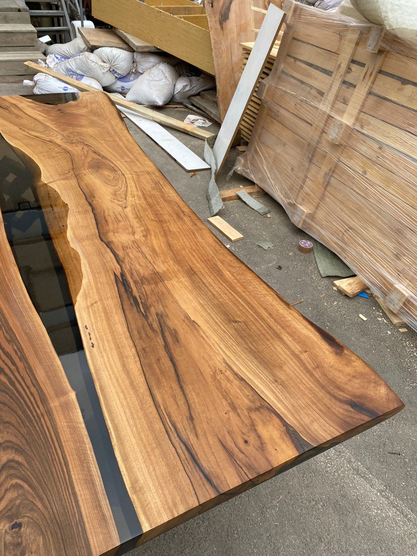 Live Edge Table, Custom 86” x 39” Walnut Smokey Gray Table, Epoxy River Table, Live Edge Dining Table, Custom Order for Tr