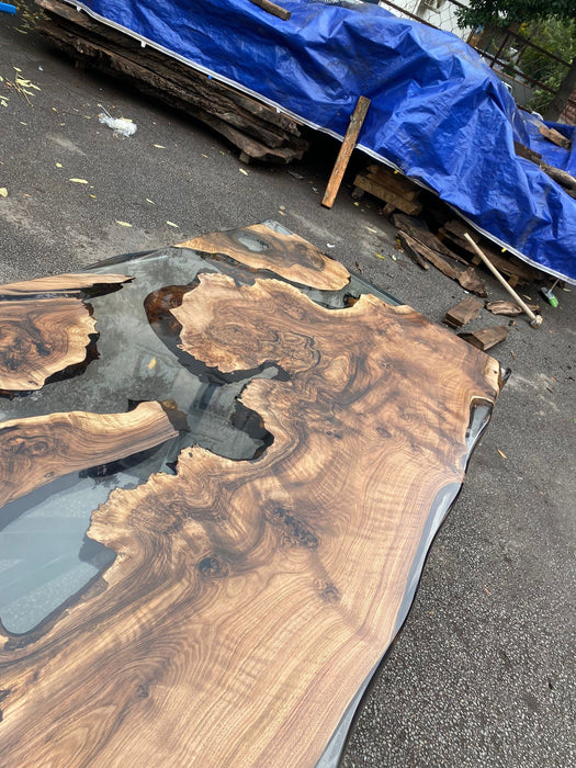 Walnut Dining Table, Epoxy Table, Epoxy Dining Table, River Table, Custom 82” x 40” Table, Clear Epoxy Dining Table, Order for Molly