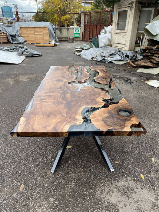 Walnut Dining Table, Epoxy Table, Epoxy Dining Table, River Table, Custom 82” x 40” Table, Clear Epoxy Dining Table, Order for Molly