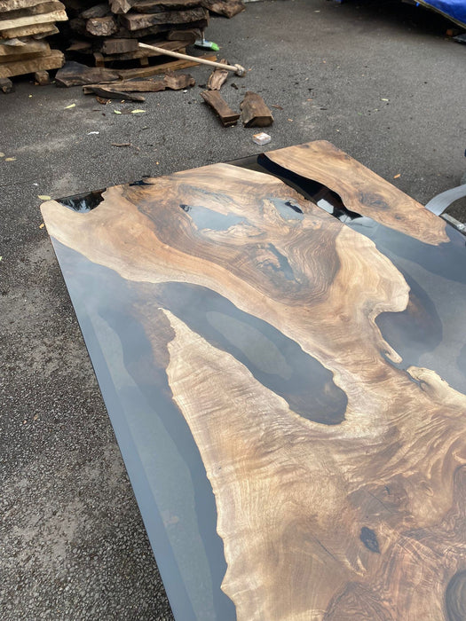 Walnut Dining Table, Epoxy Table, Epoxy Dining Table, Walnut Epoxy River Table, Custom 60” x 36” Walnut Smoke River Table, Order for Yvonne