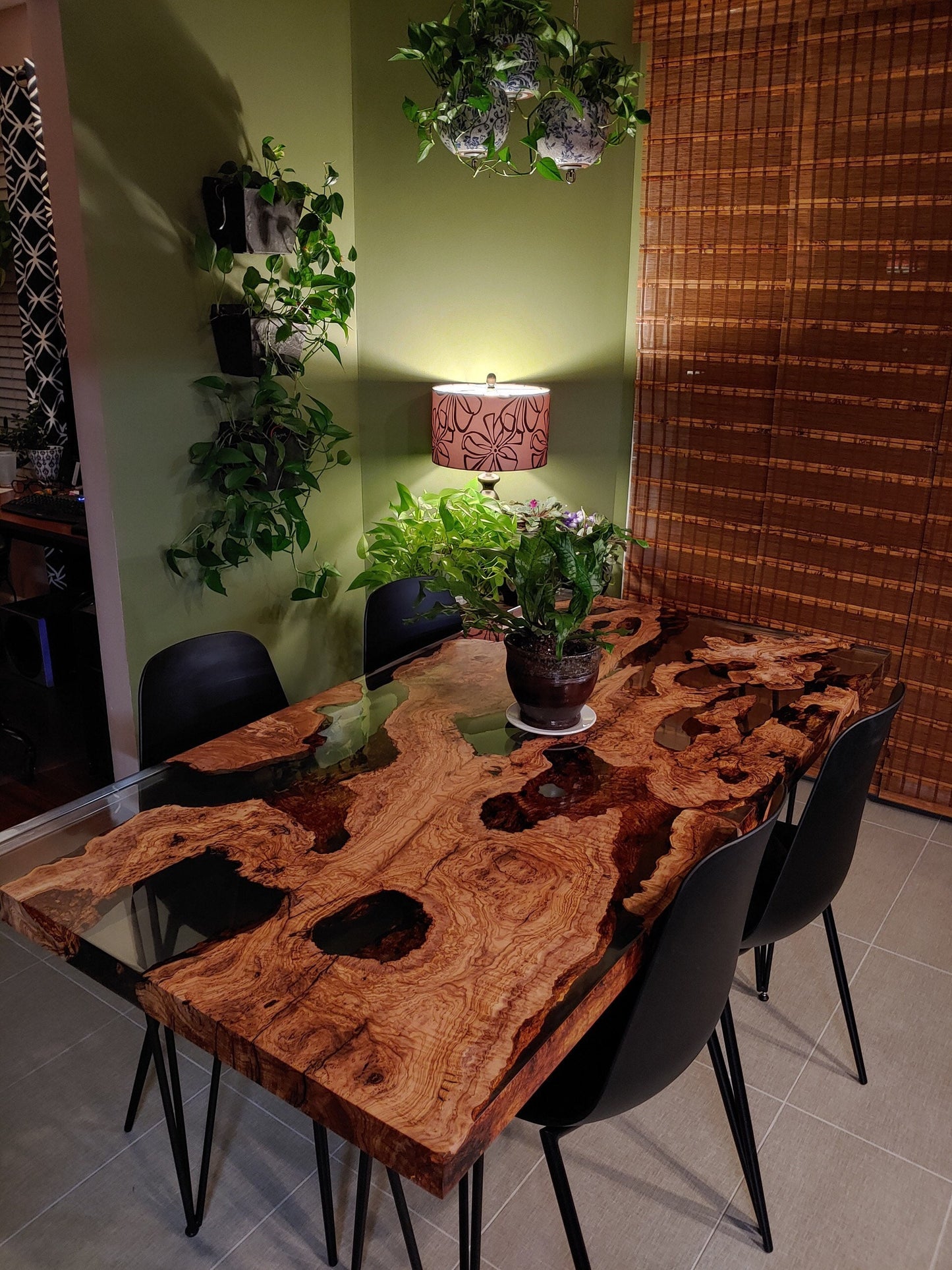 Olive Wood Table, Epoxy Dining Table, Epoxy Resin Table, Custom 60” x 30” Olive Wood Clear Table, Epoxy Dining Table Order for Kelly Z