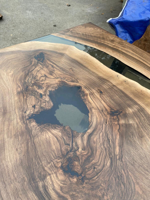 Walnut Dining Table, Epoxy Table, Epoxy Dining Table, Custom 80” x 36” Walnut Smokey Gray Table, Epoxy Dining Table, Order for Felicia 2