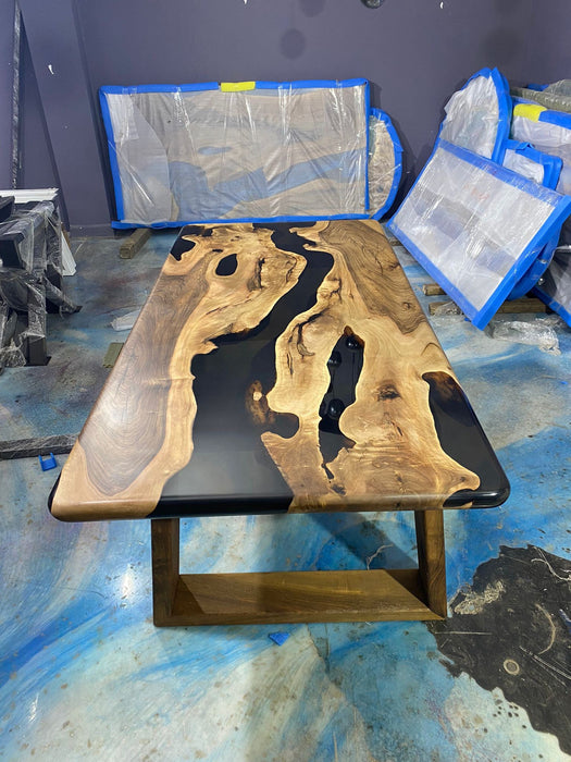 Epoxy Table, Epoxy Dining Table, Custom 78” x 38” Walnut Smokey Gray Table, Epoxy River Table, Live Edge Table, Custom  Order for Andrea F