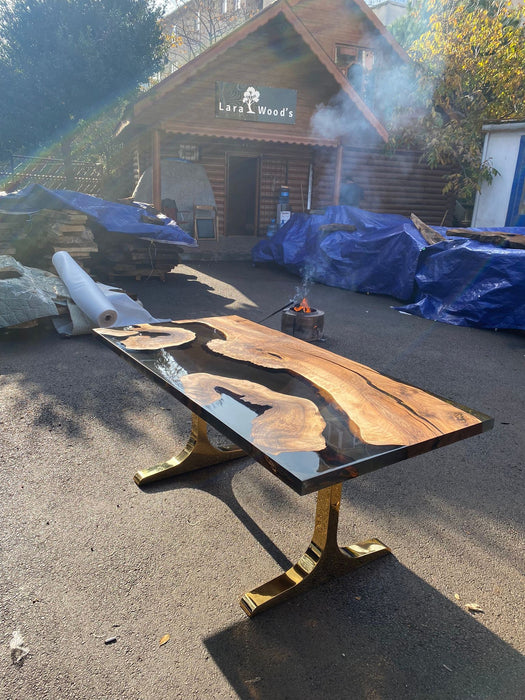 Walnut Dining Table, Custom 72” x 36” Walnut Smoke Gray Table, Epoxy River Table, Live Edge Table, River Table, Custom Order for Taylor S 1