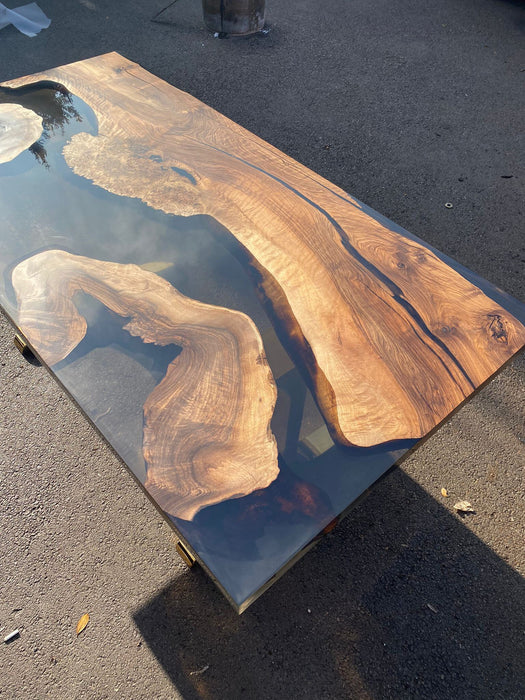 Walnut Dining Table, Custom 72” x 36” Walnut Smoke Gray Table, Epoxy River Table, Live Edge Table, River Table, Custom Order for Taylor S 1