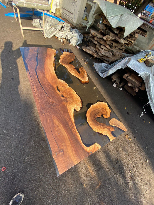 Walnut Dining Table, Live Edge Table, River Table, Custom 72” x 36” Walnut Smoke Gray Table, Epoxy River Table, Custom Order for Taylor S 2