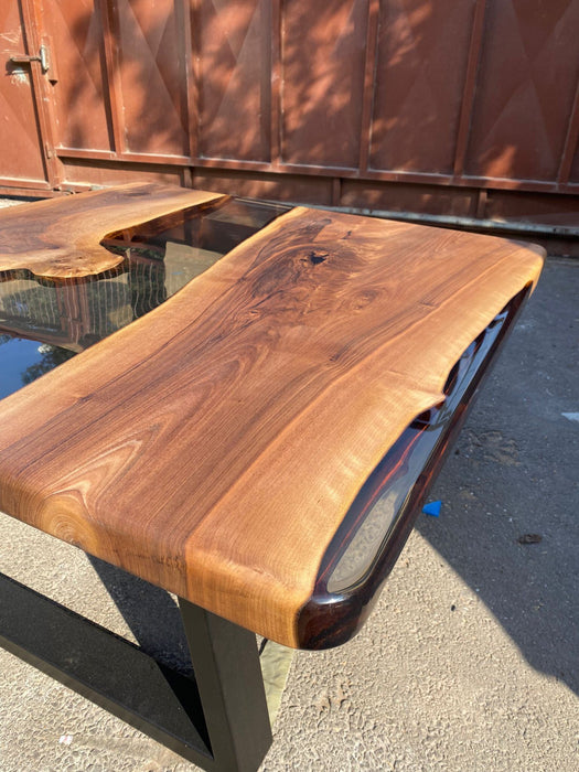 Walnut Dining Table. Epoxy Dining Table, Epoxy Resin Table, Custom 40” x 40” Walnut Smokey Gray Table, Epoxy River Table, Order for Alison A