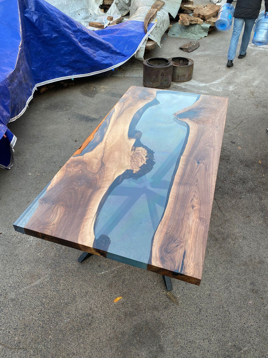 Walnut Dining Table, Epoxy Dining Table, Epoxy Resin Table, Custom 72” x 36” Walnut Clear Epoxy Table, River Table Order for Dionne S