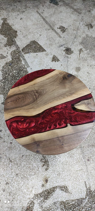 Walnut Coffee Table, Round Coffee Table, Epoxy Resin Table, Live Edge Table, River Table, Order Custom 24”d Table, Unique Coffee Table