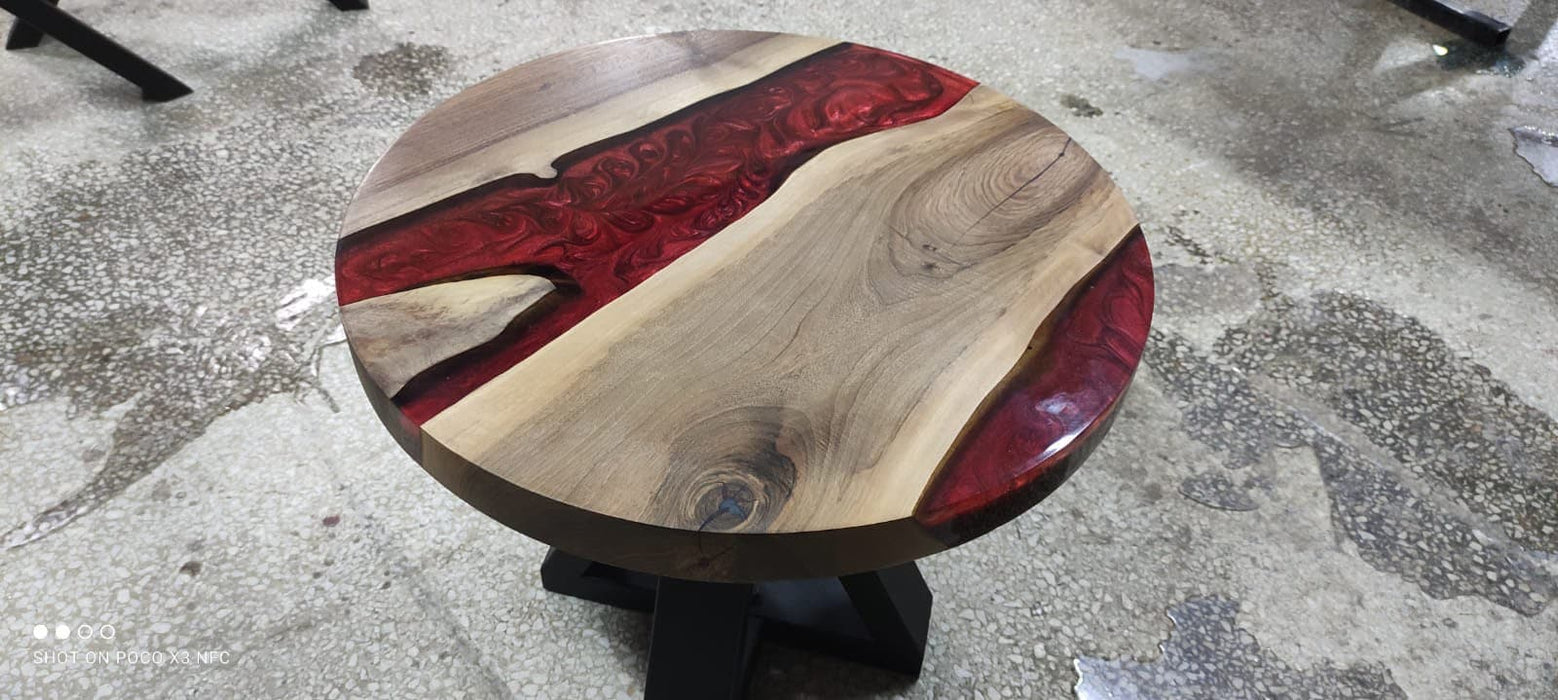 Walnut Coffee Table, Round Coffee Table, Epoxy Resin Table, Live Edge Table, River Table, Order Custom 24”d Table, Unique Coffee Table