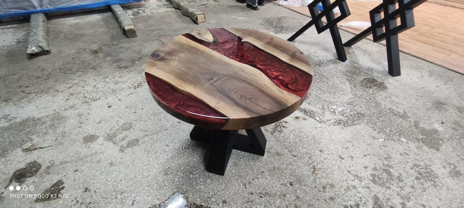 Walnut Coffee Table, Round Coffee Table, Epoxy Resin Table, Live Edge Table, River Table, Order Custom 24”d Table, Unique Coffee Table