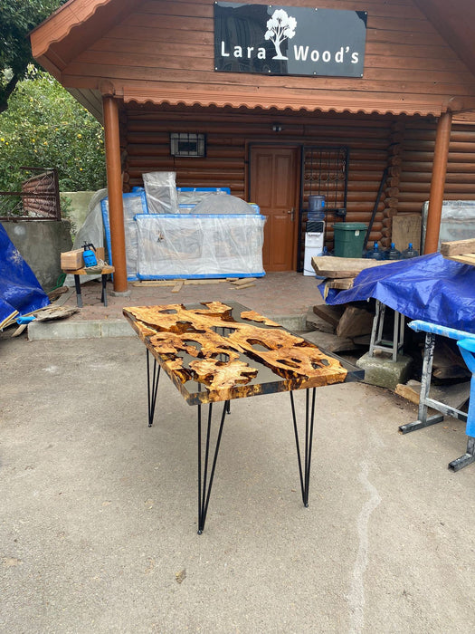 Olive Wood Table, Epoxy Dining Table, Epoxy Resin Table, Custom 60” x 30” Olive Wood Clear Table, Epoxy Dining Table Order for Kelly Z