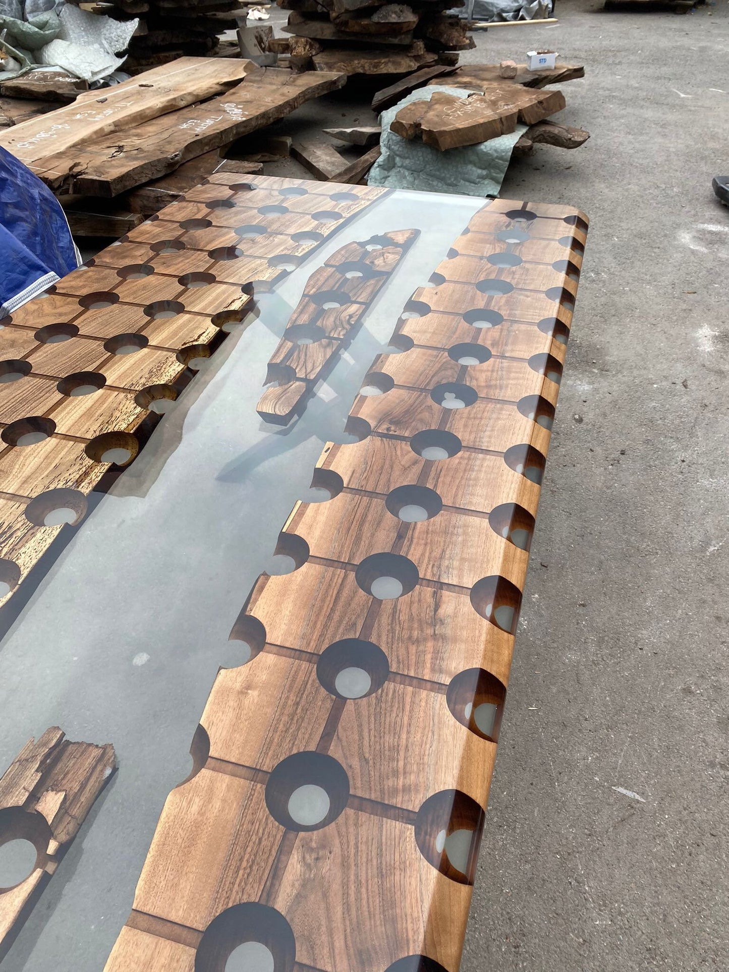 Custom Honeycomb Table, Epoxy Dining Table, Epoxy Resin Table, Custom 95” x 40” Walnut Clear Epoxy, Hexagon Honeycomb Table Order for Ryan