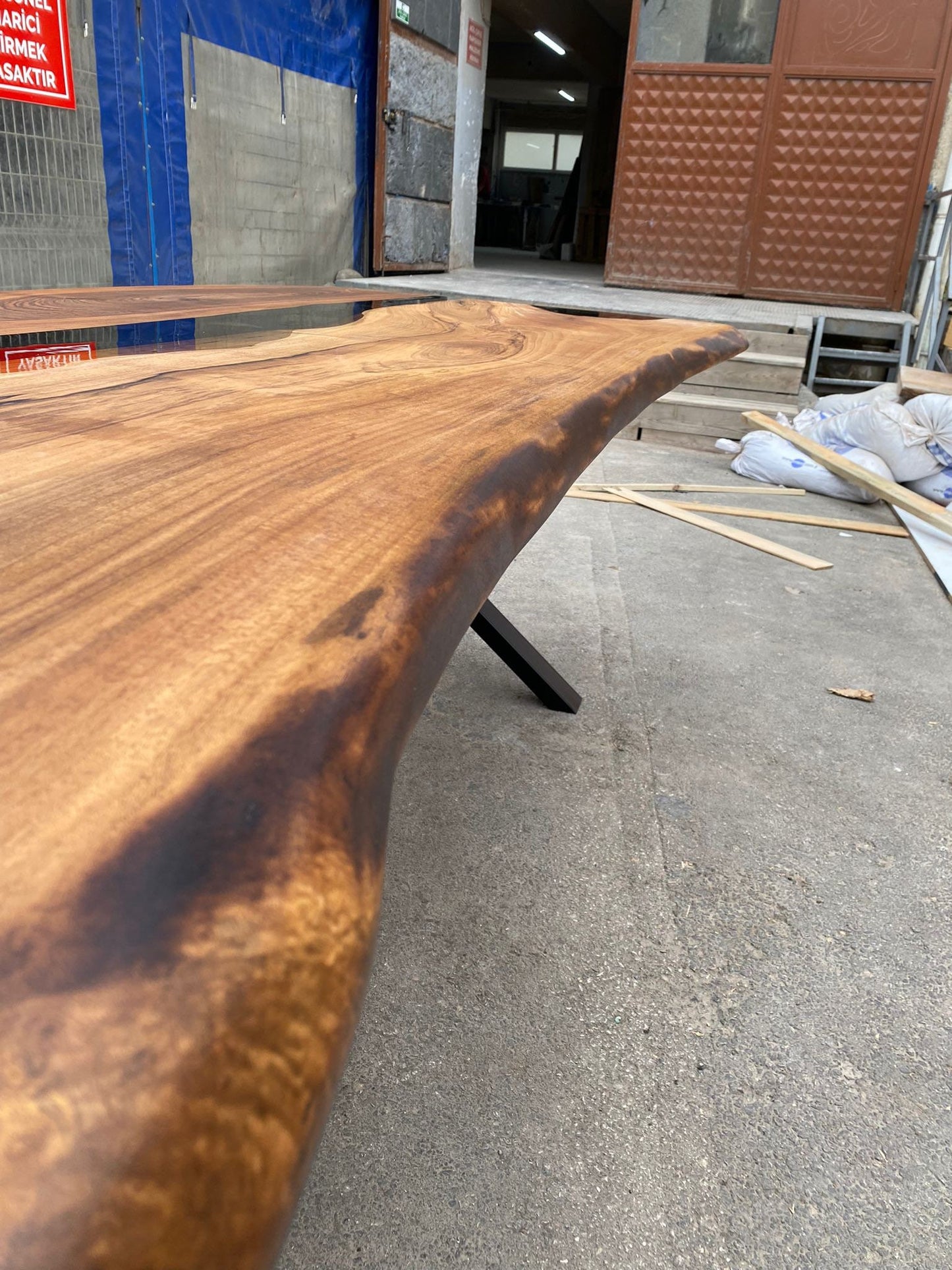 Live Edge Table, Custom 86” x 39” Walnut Smokey Gray Table, Epoxy River Table, Live Edge Dining Table, Custom Order for Tr