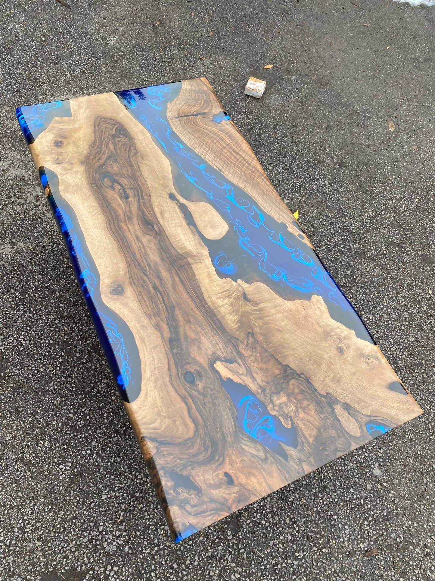 Epoxy Coffee Table, Custom 48” x 24” Walnut Ocean Blue, Turquoise White Waves Table, Epoxy River Table, Order for Leshea 2