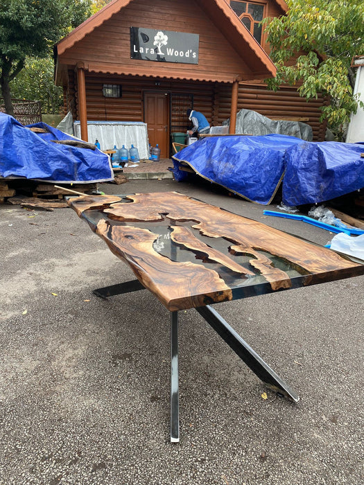 Walnut Dining Table, Epoxy Table, Epoxy Dining Table, River Table, Custom 82” x 40” Table, Clear Epoxy Dining Table, Order for Molly