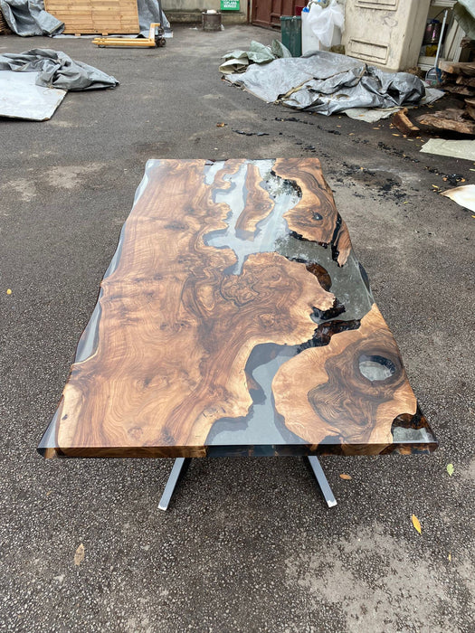 Walnut Dining Table, Epoxy Table, Epoxy Dining Table, River Table, Custom 82” x 40” Table, Clear Epoxy Dining Table, Order for Molly