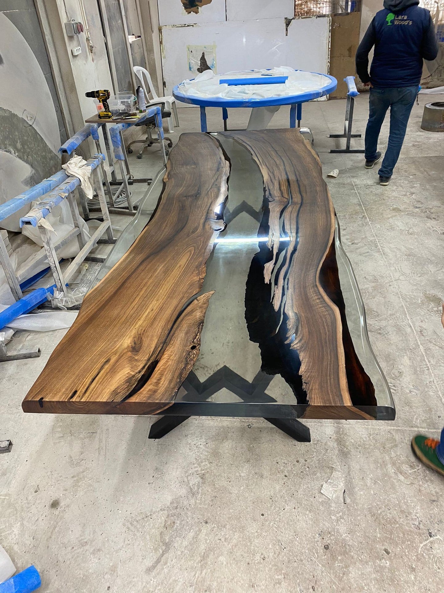 Walnut Dining Epoxy Table, Epoxy Dining Table, Custom 115” x 40” Walnut Table, Clear Epoxy Table, River Table, Custom Order for Suzzli