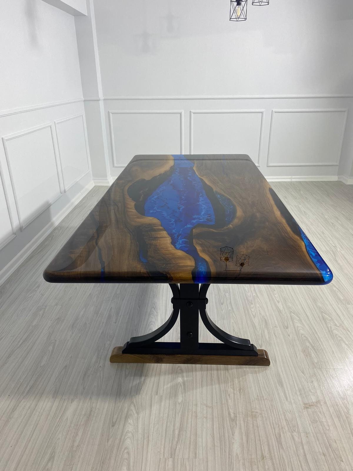 Handmade Epoxy Table, Custom 96” x 45” Walnut Wood Deep Blue and Turquoise Table, River Table, Epoxy Dining Table, Order  for Suzanne