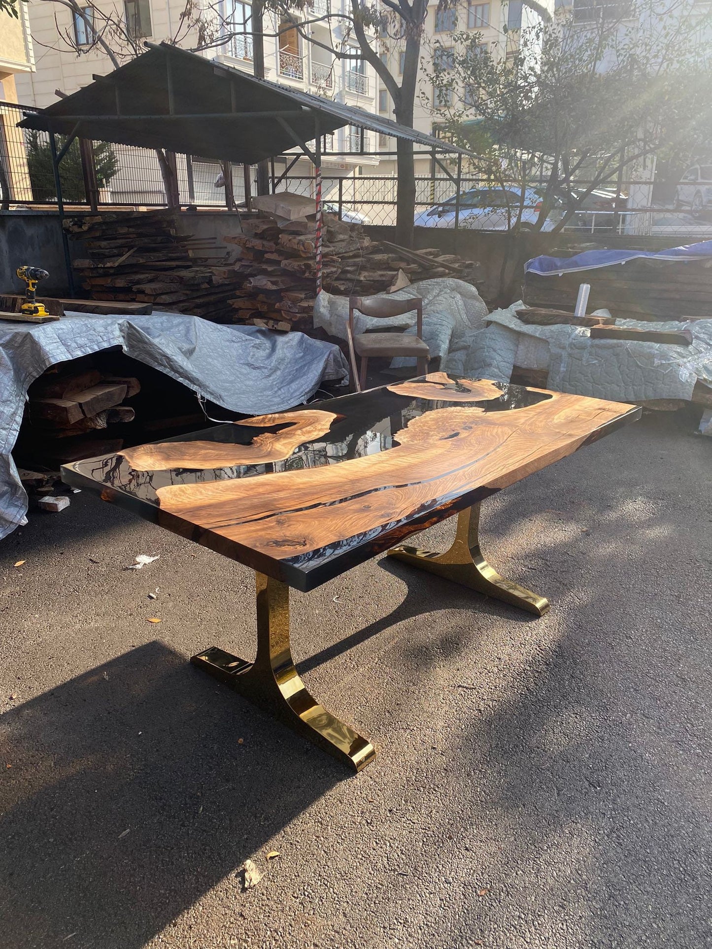 Walnut Dining Table, Custom 72” x 36” Walnut Smoke Gray Table, Epoxy River Table, Live Edge Table, River Table, Custom Order for Taylor S 1