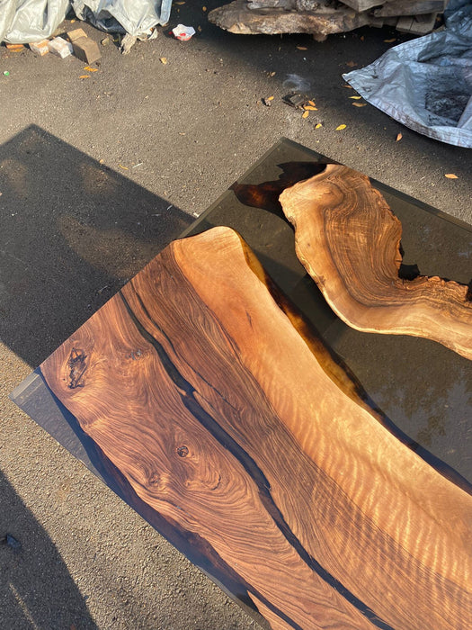 Walnut Dining Table, Live Edge Table, River Table, Custom 72” x 36” Walnut Smoke Gray Table, Epoxy River Table, Custom Order for Taylor S 2