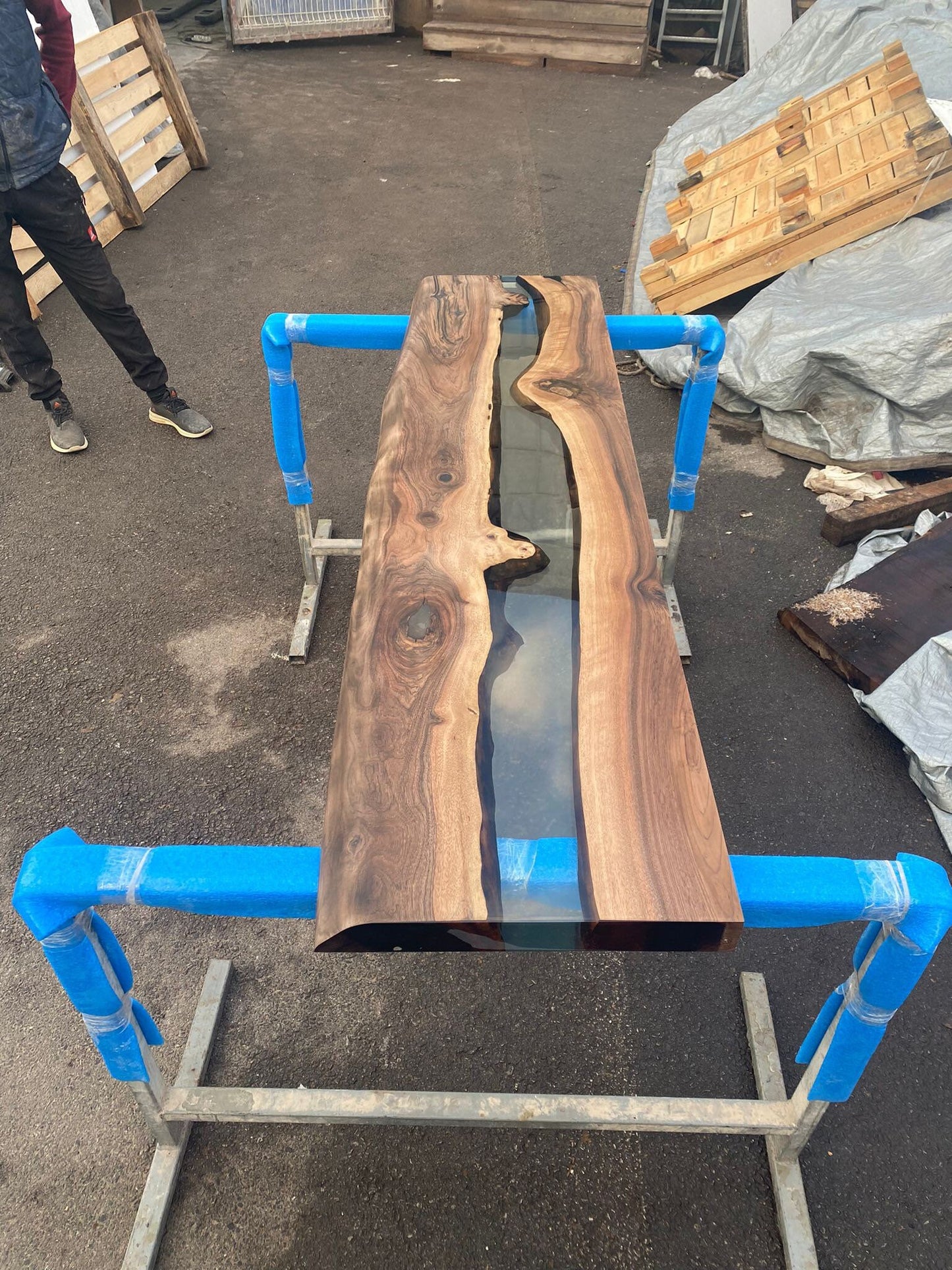 Walnut Dining Table, Epoxy Table, Epoxy Dining Table, Walnut Epoxy Table, River Dining Table, Custom 66” x 16” Table Order for Andrew