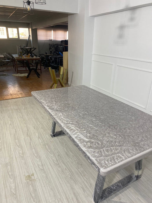 Custom 77”x 42” Metallic Dark Pearl White Epoxy Table Order for Cha